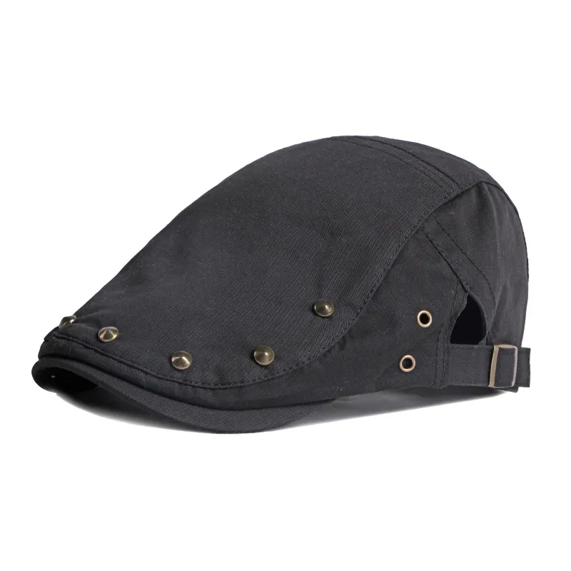 Casual Cotone Rivetto Berretto Cappelli Per Gli Uomini Primavera Estate A Spina di Pesce Berretto da Strillone Solido Berretto Con Visiera Piatta Donne Duckbill Pittore Cappelli