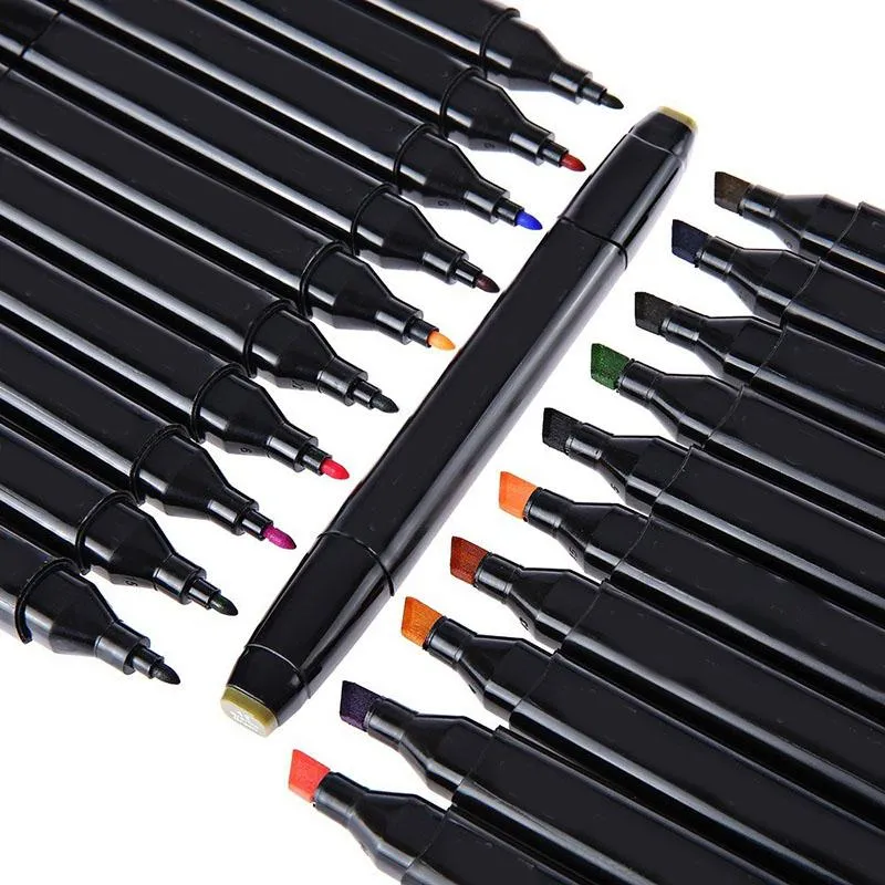 Markers 30 Colors Creative Doublehead Colored Oily Marker Pen Set Anime Painting Set Fashion Graffiti Drawing Pens Sets