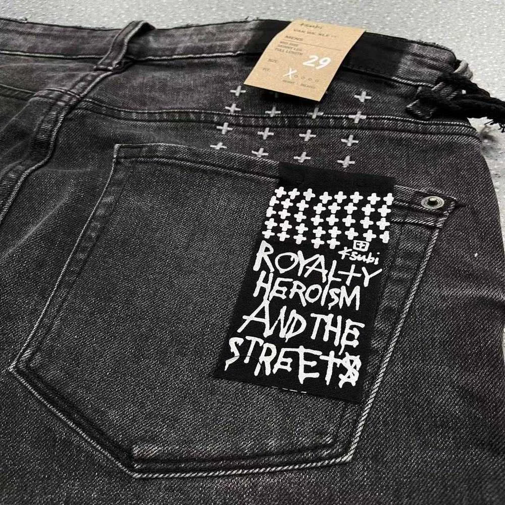 Paarse jeans heren jeans ksubi paarse opkomen elastische herenkleding strakke magere designer modeontwerper jeans amirir jeans