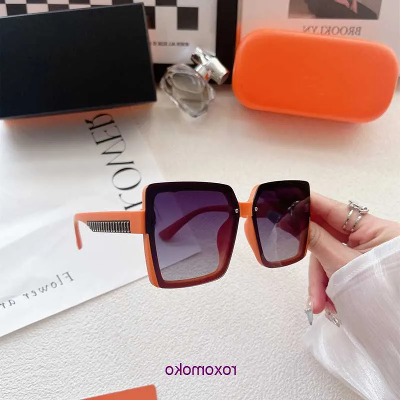 Wholesale Large frame H sunglasses orange design luxurious women's with original box With Gift Box KCAF