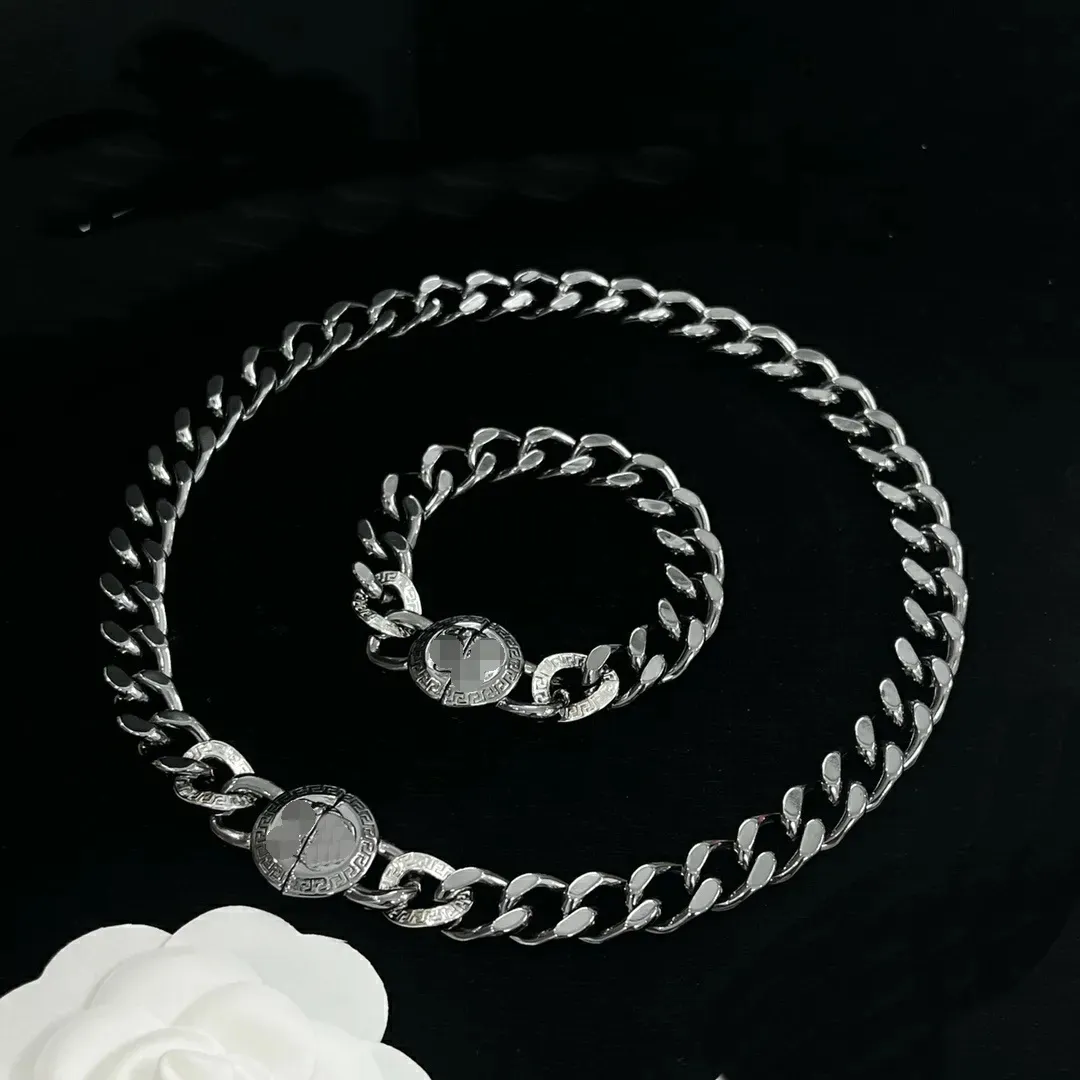 Neutrale Stijl Dikke Ketting Cuba Choker Kettingen Armband 18K Vergulde Mannen Bangle vrouwen Oorbel Ringen Sets Hiphop Rock Punk Designer Sieraden XMS26 --02