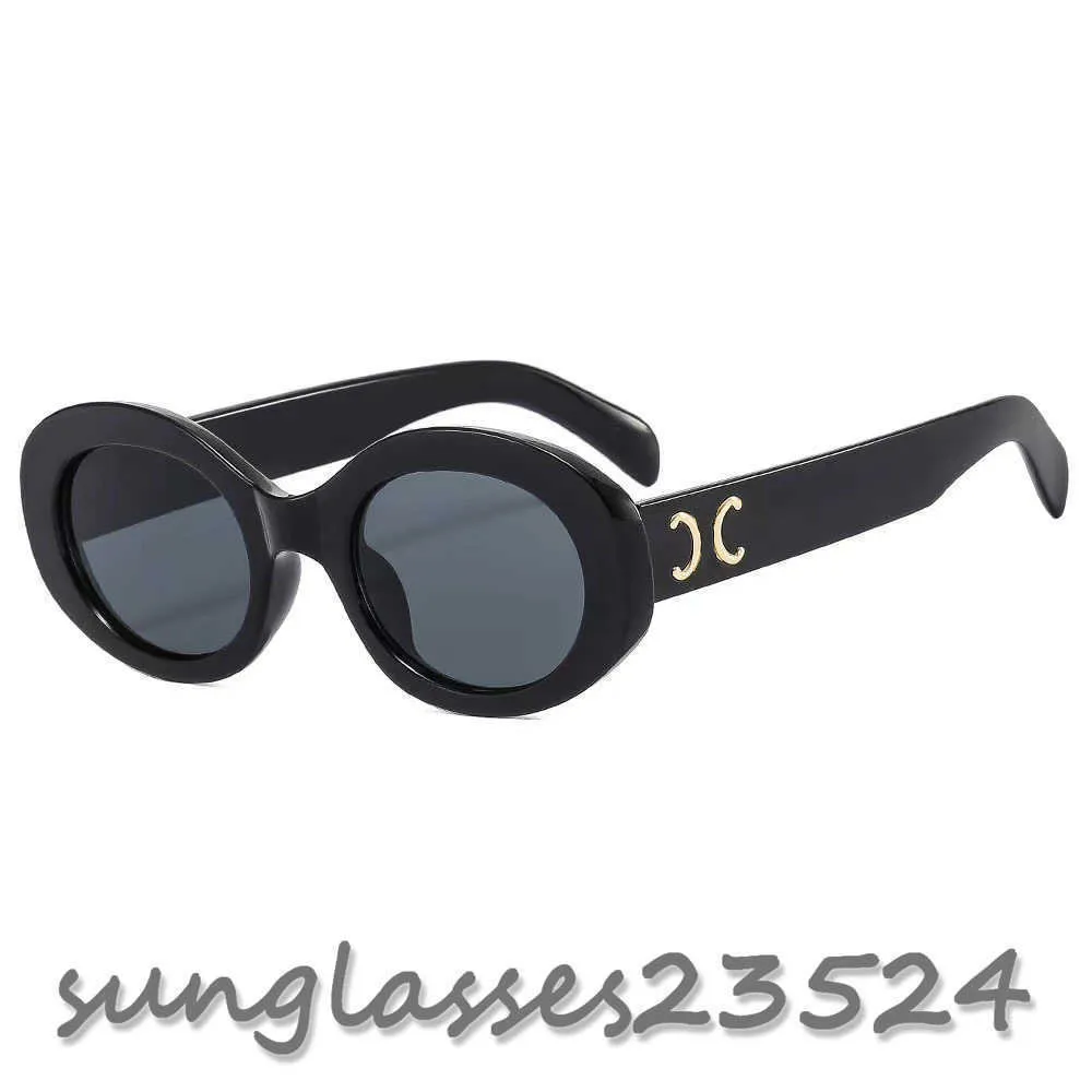 Sunglasses 2023 Retro cat's eye sunglasses for women CE's Arc de Triomphe oval French high quality street Black glasses