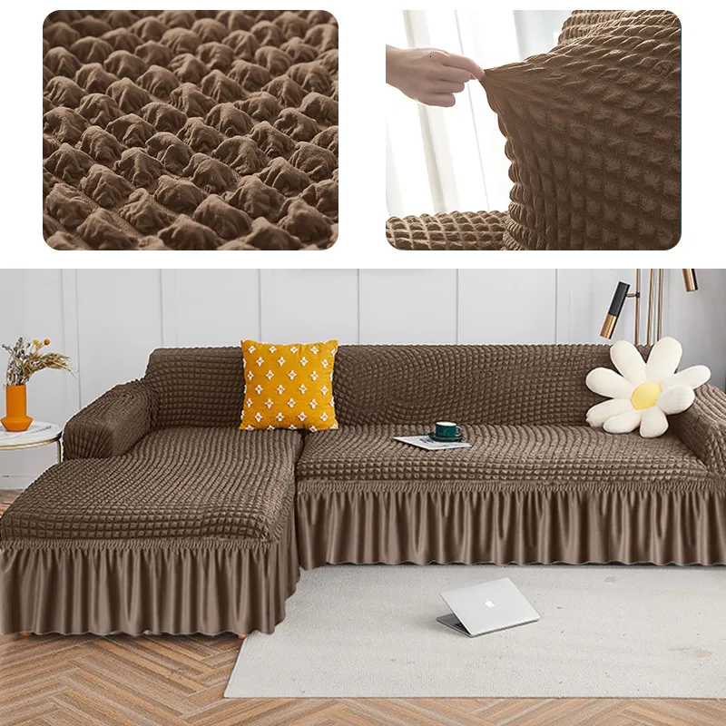 Fundas para sillas Falda Esquina Funda para sofá Transpirable Estiramiento Fundas para sofá Sofá Chaise Cover Salón para el hogar Sala de estar Jardín Muebles Protector 230627