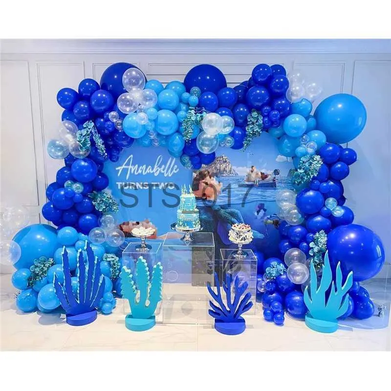 Hangers Rekken 157 stks Blauwe Ballonnen Guirlande Boog Kit Met Transparante Latex Ballon voor Zeedieren Baby Shower Verjaardagsfeestje Decoratie Globos x0710