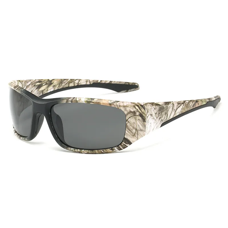Anti-skid Fish Shape Sport Sunglasses Fashion Patchwork Design Camouflage  Frame With Polarized Mercury Lenses