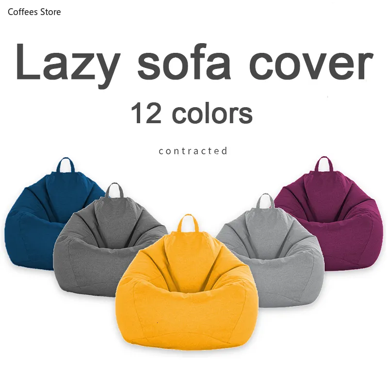 Large Small Lazy Sofas Cover Chairs Without Filler Linen Cloth Lounger Seat  Bean Bag Pouf Puff Couch Tatami Living Room