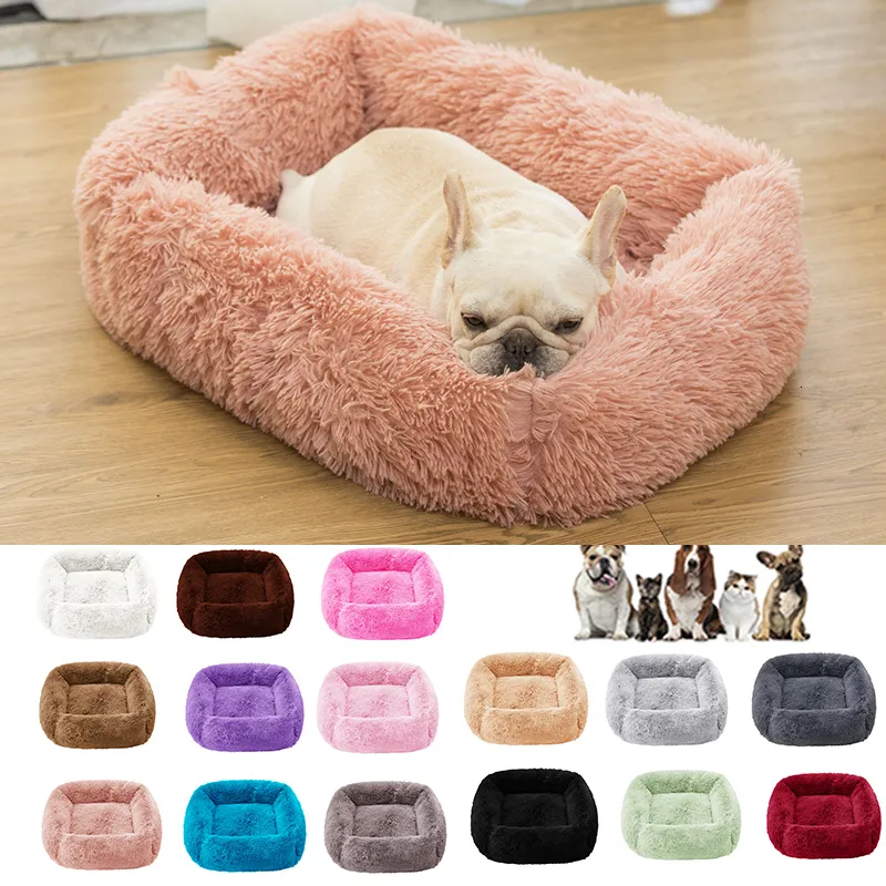 Letti per gatti Mobili Tappeti per cani Super Soft Square Pet Bed Peluche Full Size Calma Confortevole Dormire Artefatto Lenitivo 230626
