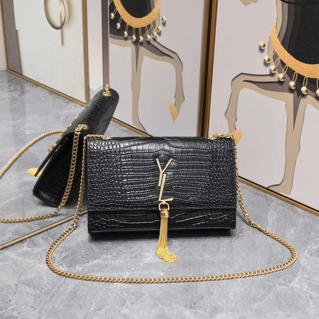 High-quality Alligator Print Shoulder Bag Fashion Classic Women Chain Bag Luxury Tassel Leather Diagonal Height Famous Designer Bags Evening Gown Bags Purse