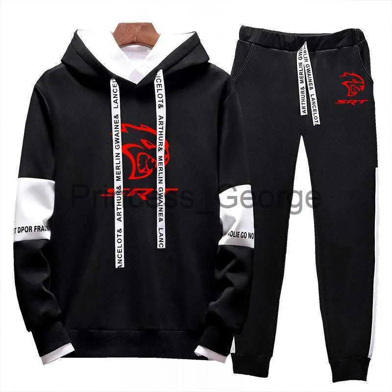 Men's Tracksuits 2023 SRT Hellcat Men's New Printing Tracksuit Hooded Sweatshirt Top Pant Pullover Hoodie Sportwear Classic Casual Clothes Suit x0627