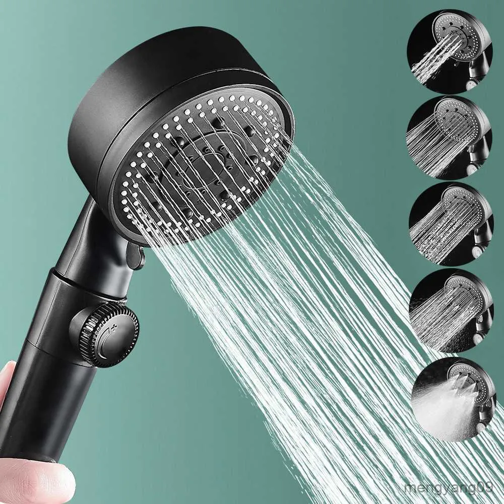 Bathroom Shower Head Black Modes High Pressure Water Saving Bath ...