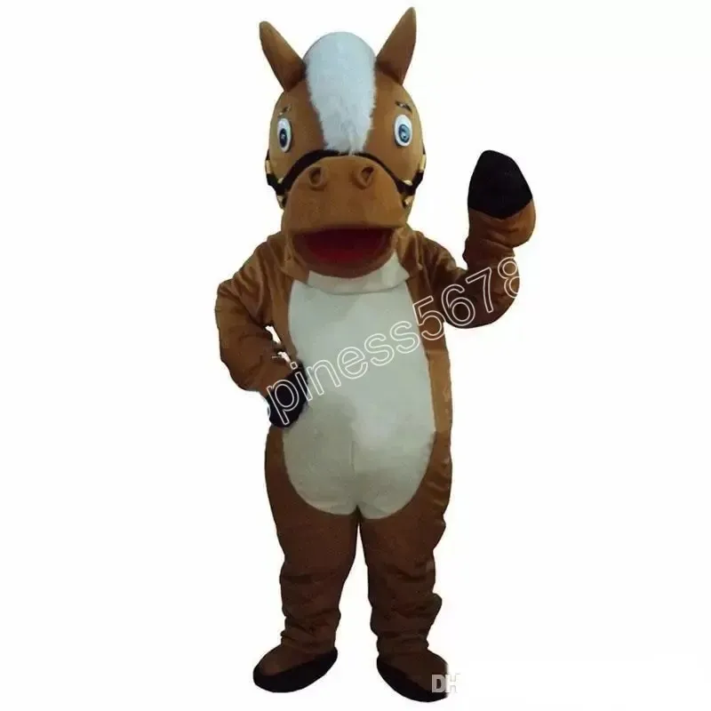 Taille adulte Costume de mascotte de cheval brun adulte thème de personnalisation déguisement robe de Festival de vêtements publicitaires