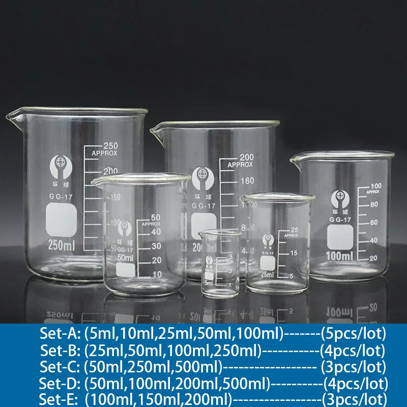 Set di coperchi per bicchieri AF Lab Bicchiere in vetro borosilicato Resistente al calore Misurino graduato per attrezzature da laboratorio 230627