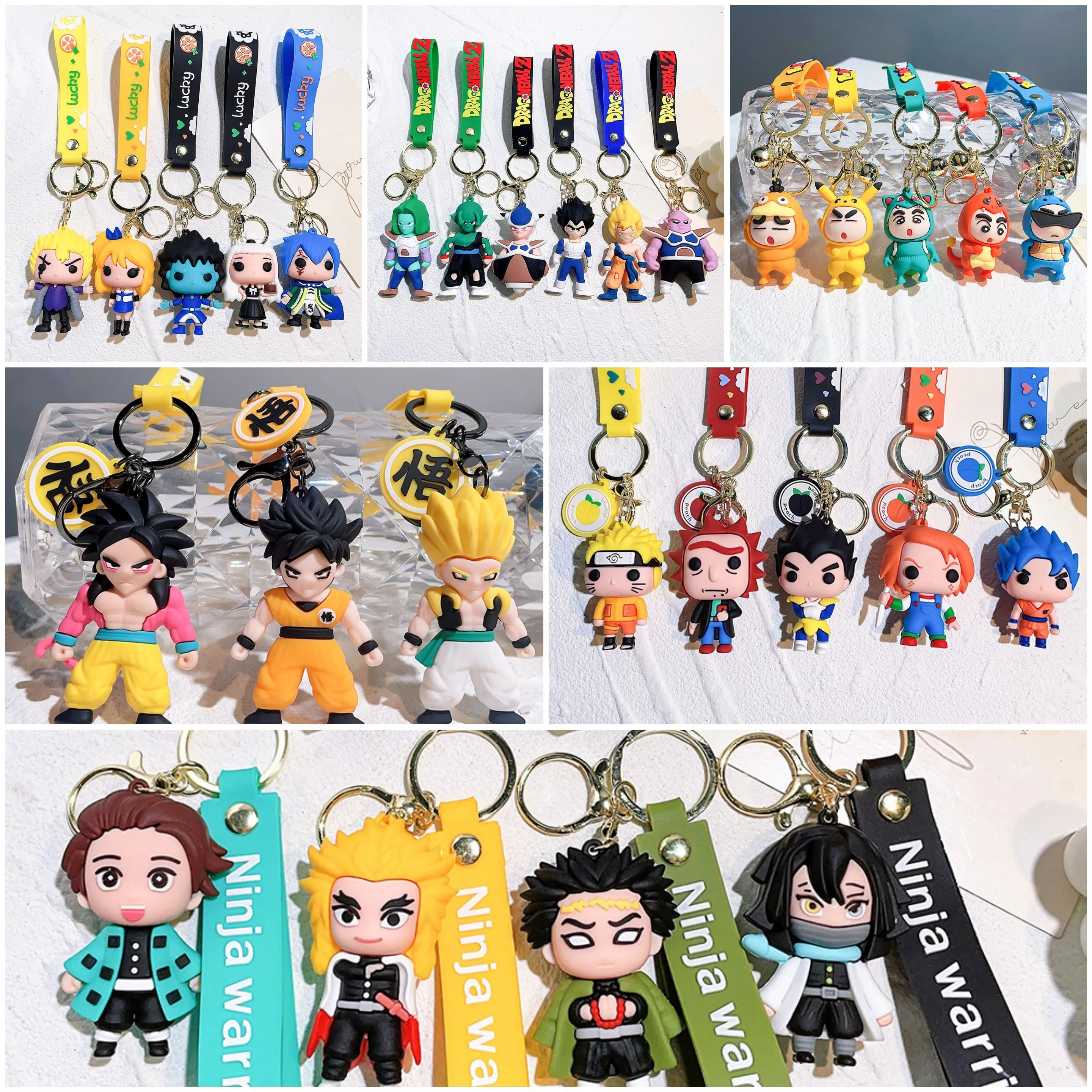 Plusieurs types de jouets mignons de bande dessinée porte-clés porte-clés de personnage d'anime japonais sac à dos pendentif créatif petits cadeaux en gros