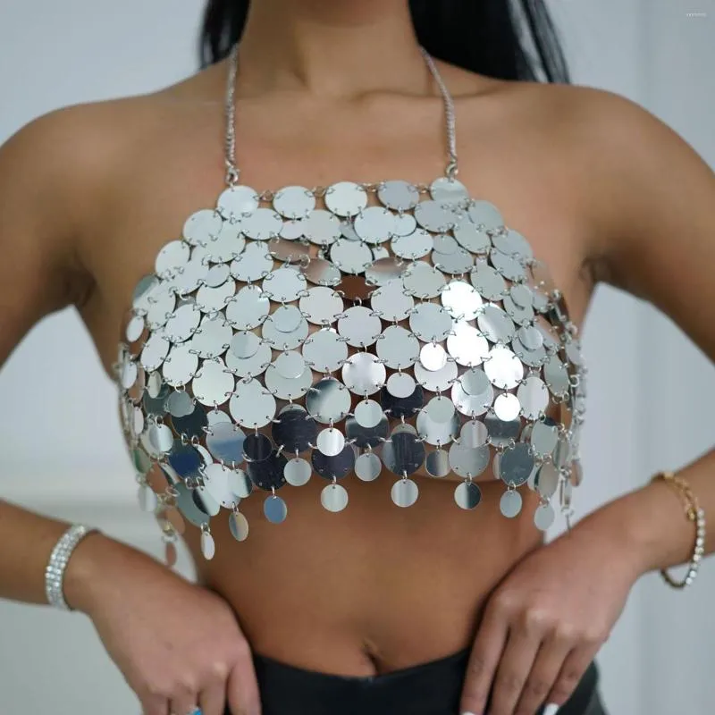 Sparkly Sequin Crop Top: Womens Glitter Tank Bra Top with