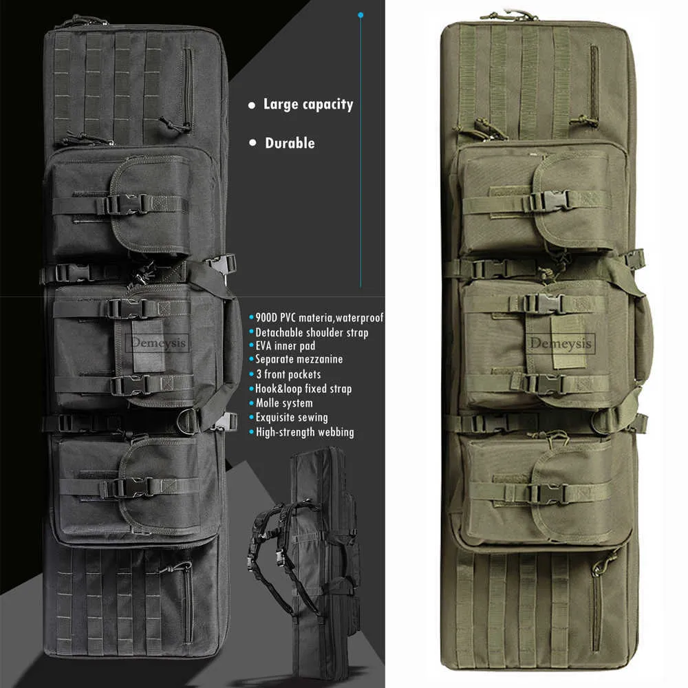 Многофункциональные сумки Тактический двойной чехол для винтовки Охота Стрельба Мягкий рюкзак для хранения ружья Сумка для хранения пистолета и журналов 95 см / 116 смHKD230627
