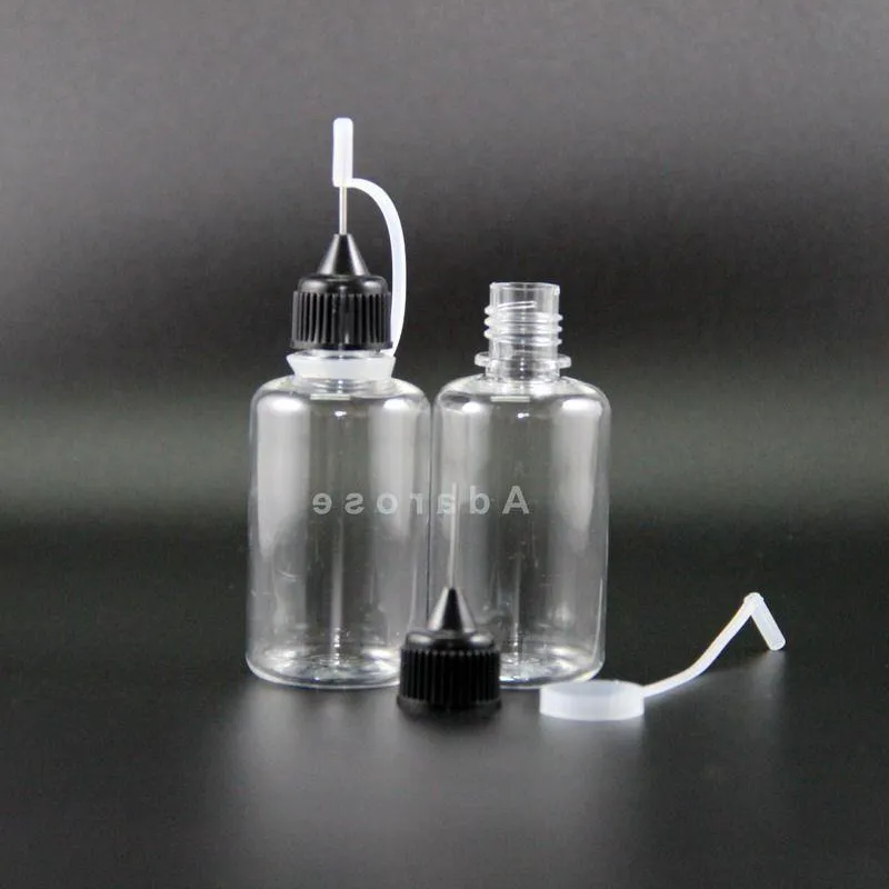 Lot 100PCS 30ML PET Dropper bottle Metal Needle Tip Needle Cap Plastic dropper bottles Vapor E cig Juice Joiwq