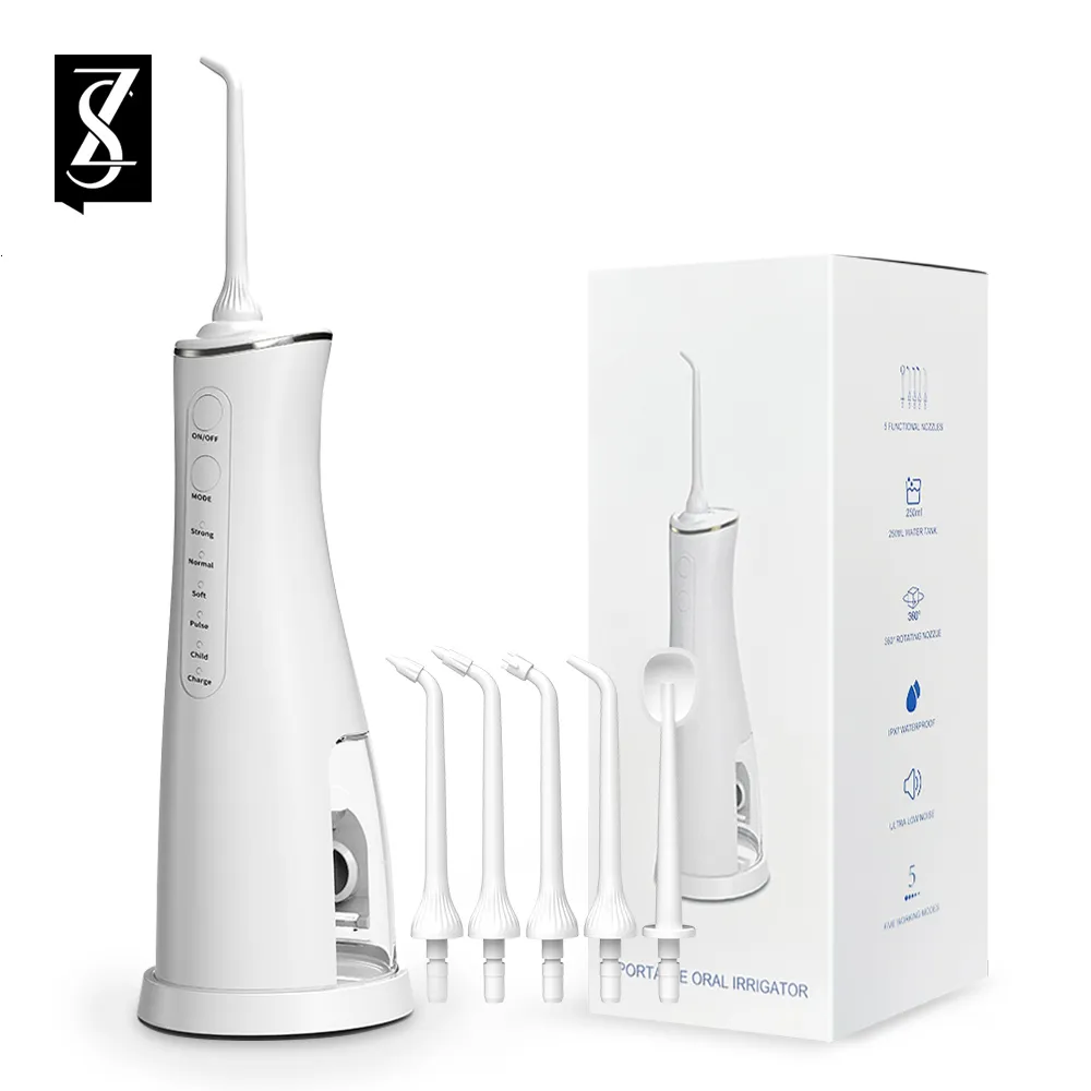 Autre hygiène bucco-dentaire ZS 250ML puissant hydropulseur dentaire Base USB Irrigador rechargeable blanchiment des dents dentisterie irrigateur buccal 5 nettoyage au jet 230626