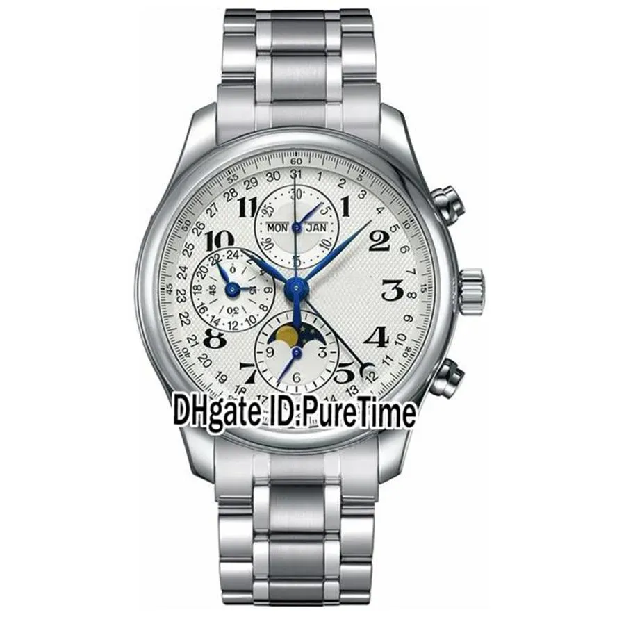 Nouvelle collection Master L2 773 4 78 6 Calendrier perpétuel automatique Phase de lune DayDate Montre pour homme Montres en acier inoxydable 163c3301m