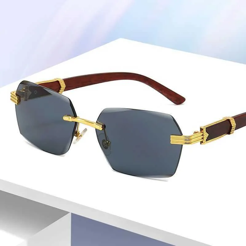 Vente en gros de nouvelle tendance de la mode rétro et beau pilote résistant aux UV haut de gamme sans cadre lunettes de soleil pour femmes