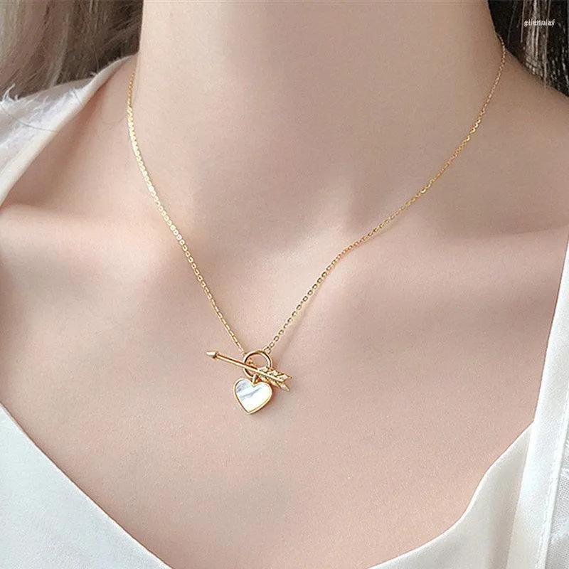 Tour de cou 2023 cupidon flèche coquille amour pendentif collier court pour femme mode bijoux coréens inhabituel fille cou chaîne