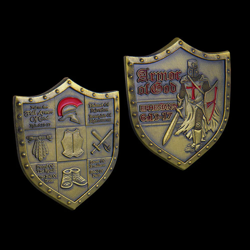 ✓ DHgate 하나님의 갑옷 도전 동전 세트 믿음의 방패 배지 감동적인 기독교 에베소서 6:13 17 소장품 | 신상품 기타 예술과  공예