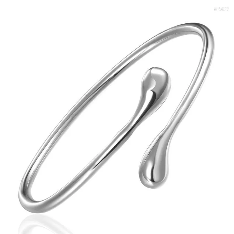 Bangle BABYLLNT 925 Sterling Silver Water Droplets Smooth Solid Bangles For Women Men Wedding Engagement Party Jewelry Gift