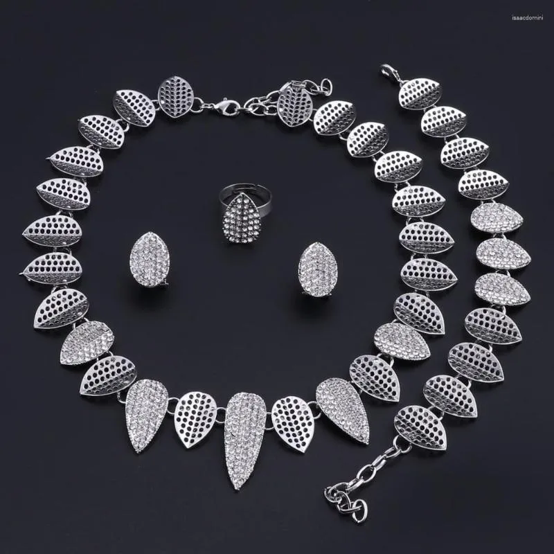 Necklace Earrings Set OEOEOS African Beads Jewelry Crystal Fashion Turkish For Women Plant Costume Wedding