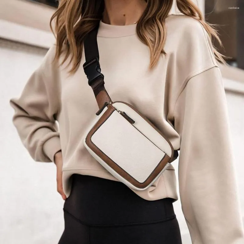 Sacs de taille Femmes Poitrine Sac Boucle Réglable Bandoulière Fanny Pack Haute Capacité Fermeture À Glissière Messenger Faux Ceinture En Cuir