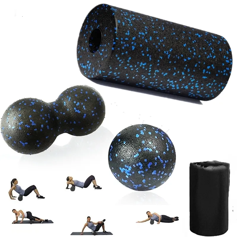 Blocs de yoga Yoga Roller Massage Ball Set avec sac de transport EPP Fitness Foam Roller Muscle Roller Peanut Balls Deep Muscle Relax Fascia Ball 230626