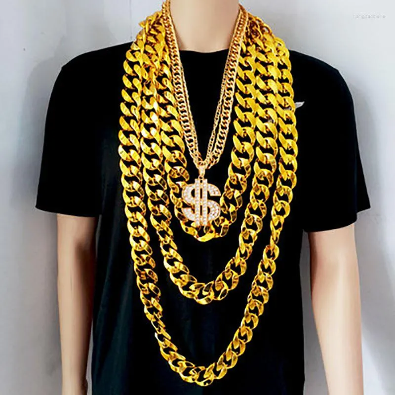 Chains The Master Simulation Big Gold Chain Super Thick Exaggerated Fake Alloy Necklace Plastic Props Social Oersonage