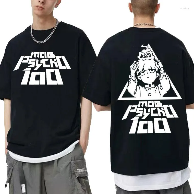 Herr t-skjortor anime män kvinnor överdimensionerade tecknad manga tee shirt mob psyko 100 grafisk tshirt herrar shigeo kageyama tryck t-shirts