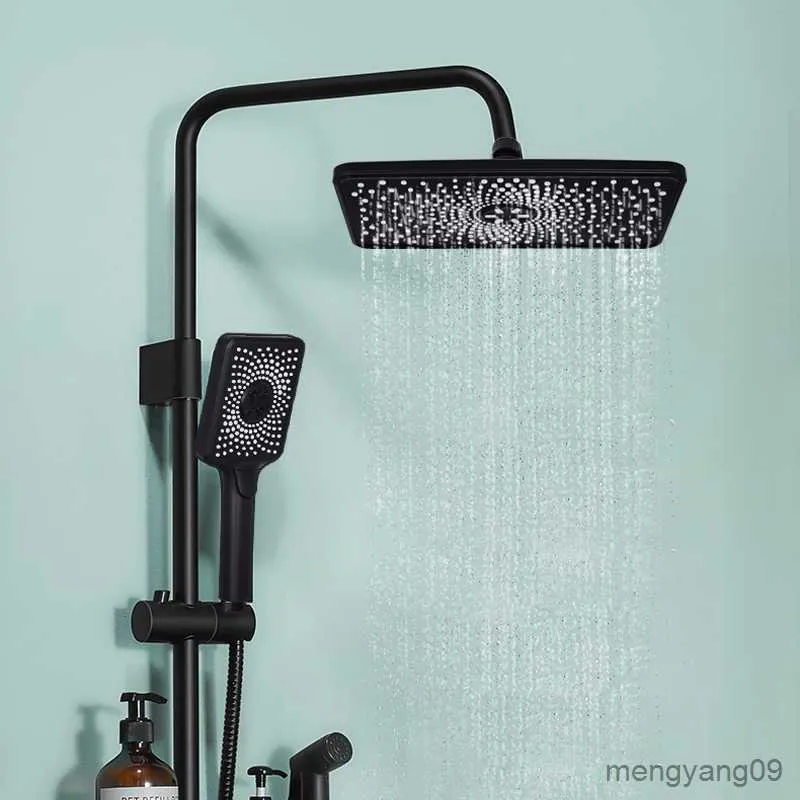 Badkamer Douchekoppen Neerslag Vierkante Douche Set Douchekop Grote Kop Zwarte Regen Waterval Voor Bad Badkamer Accessoires R230627