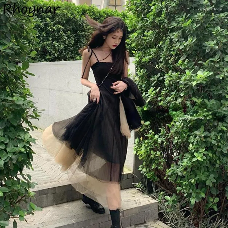 Casual Dresses Black Gauze Women Sleeveless Vintage Designer