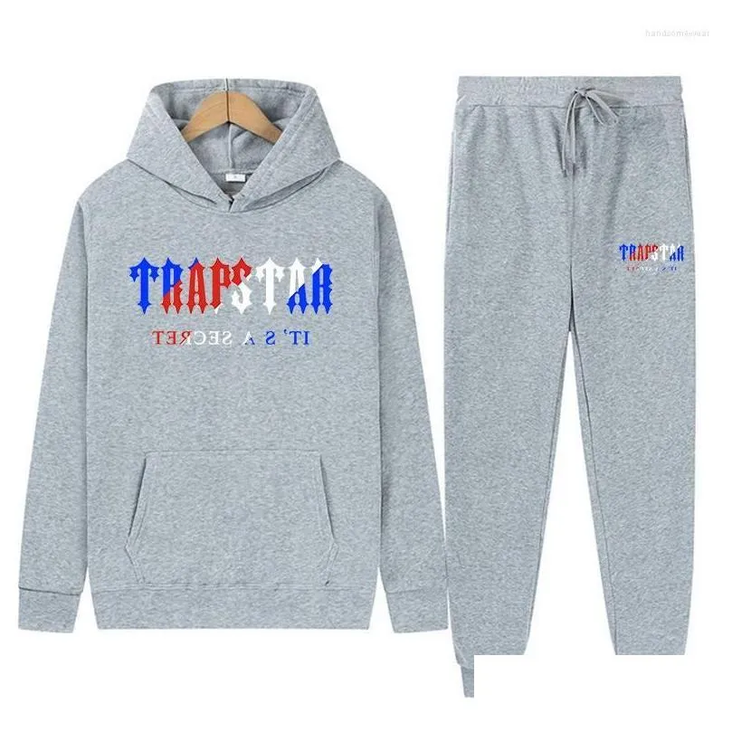 Herrspårsdräkter Designer Tracksuit Trapstar Märke tryckt sportkläder Män vinterkläder Varma två stycken Set Loose Hoodie Sweatshir Dhlpi