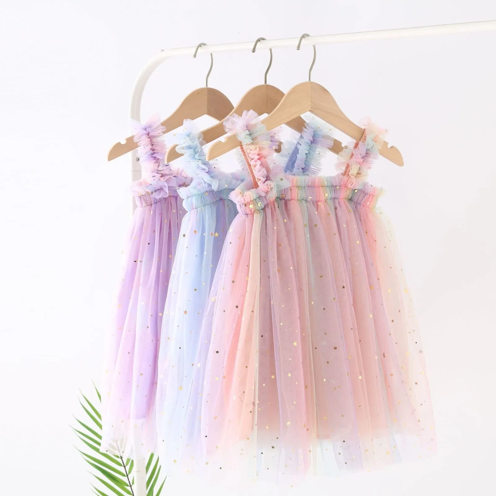 女の子のドレスベビーガールドレスレインボーカラフルな夏の幼児の子供サスペンダーTUTU CHIRDRES BIRTHDAY PRINMESS 230626