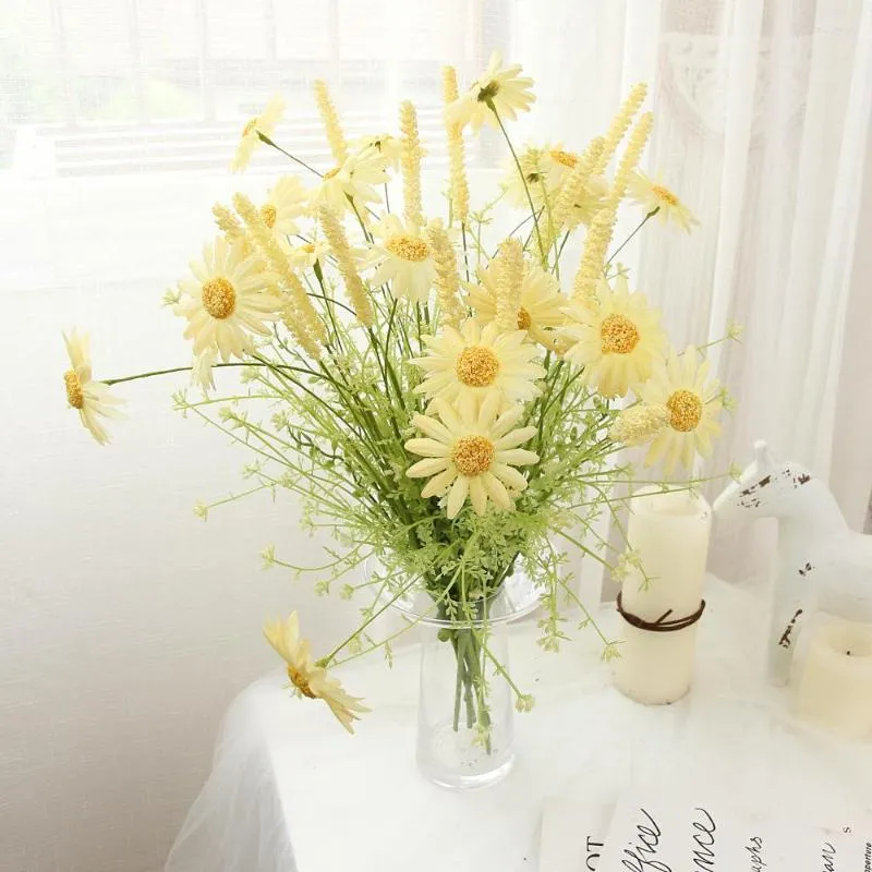 Flores decorativas lindos girassóis seda artificial margarida nupcial segurando buquê casa casamento jardim decoração faça você mesmo mesa falsa