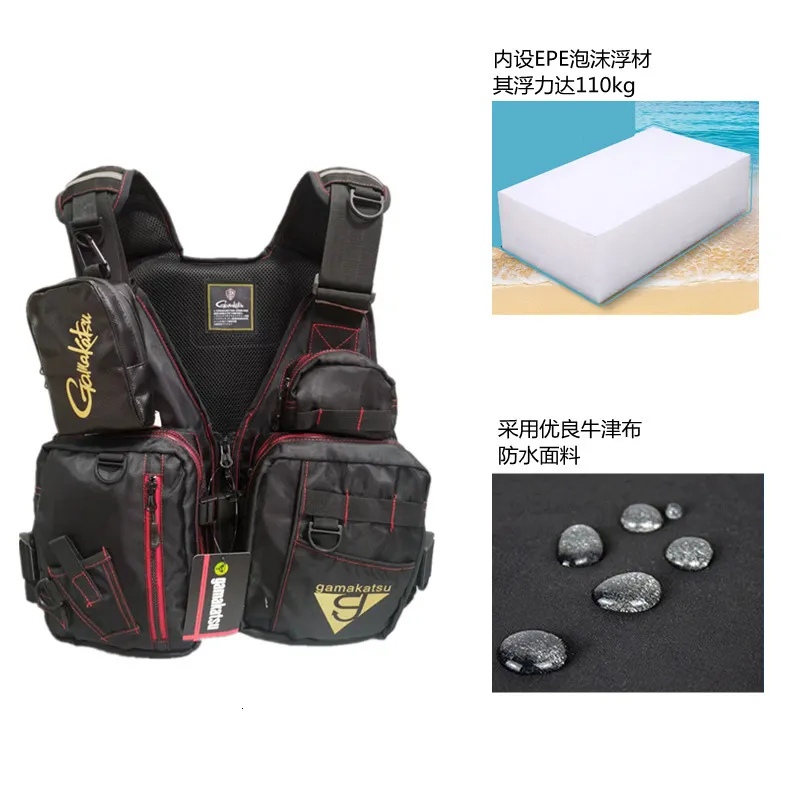 Gamakatsu Fishing Jacket Reflective Impact Vest Flotation With Multi Pockets And Buoyancy For