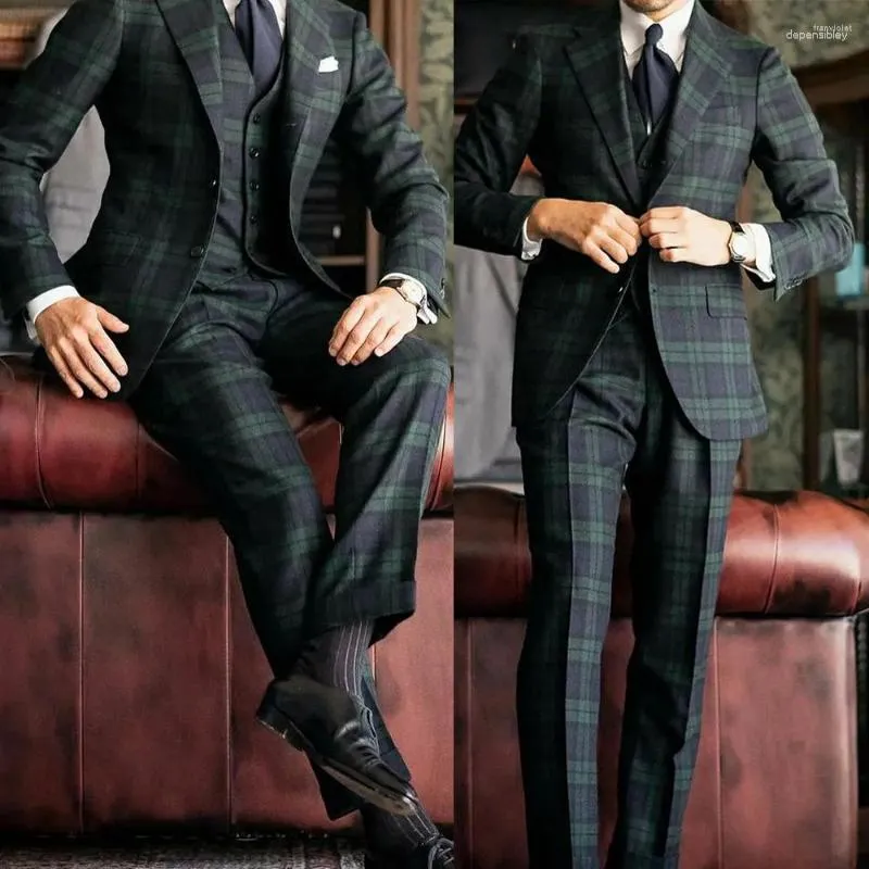 Costumes pour hommes 2 pièces sur mesure hommes costume à carreaux Style britannique haute couture Blazer pantalon mariage affaires casual bal quotidien