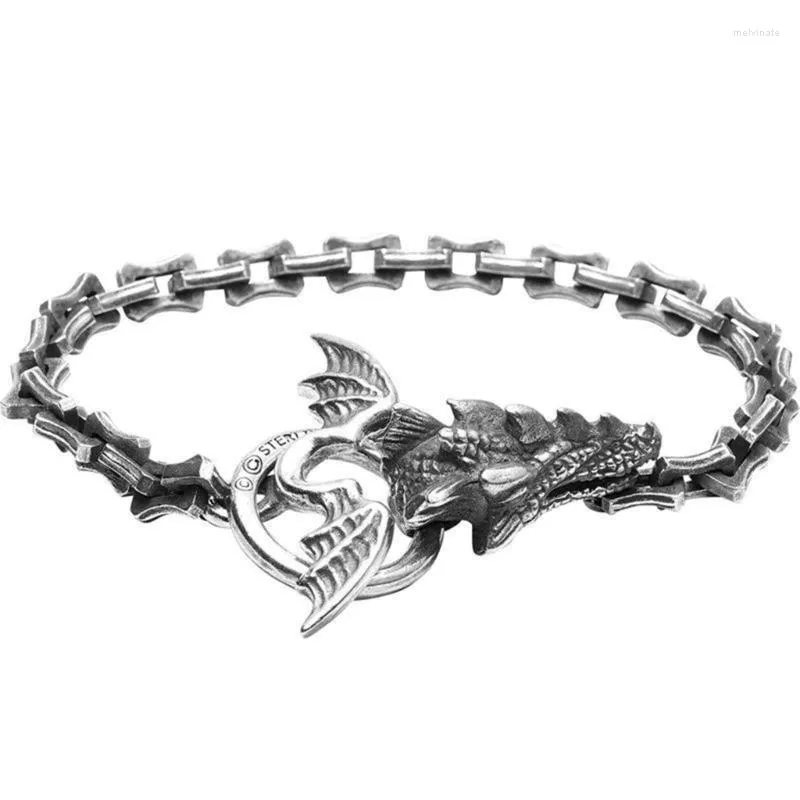 Bracelets porte-bonheur Vintage tête de Dragon Bracelet Punk os hommes chaîne en métal alliage matériel