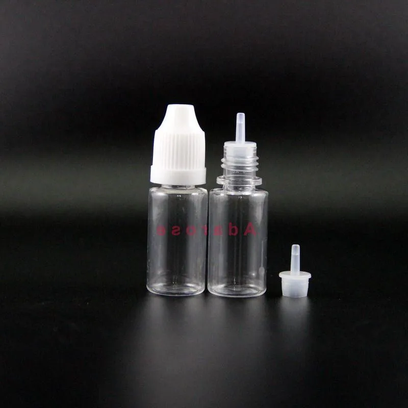 PET 10ML Plastic Dropper Bottles 100 Pcs/Lot With Child Proof Safety Caps and Nipples Highly transparent Can Squeeze have rainbow caps Emwuh