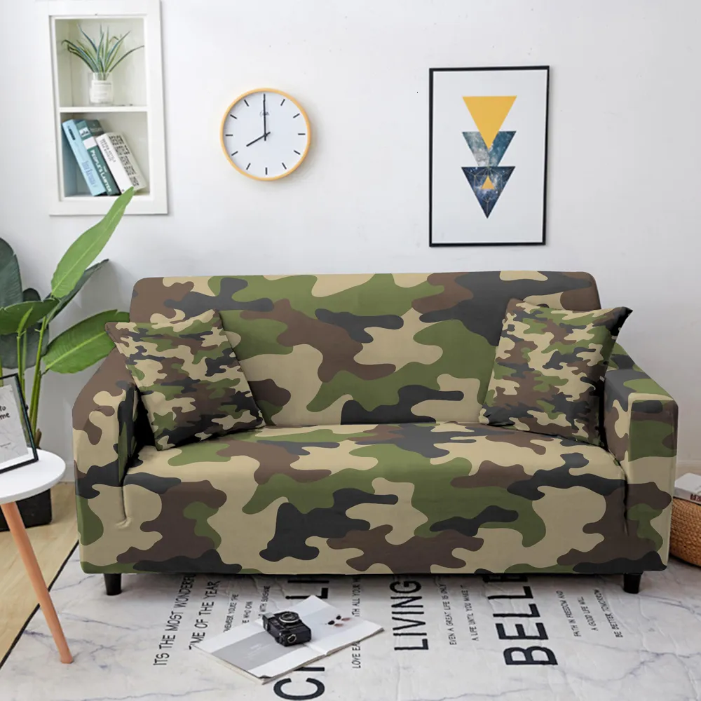 Stollekläder Elastiska soffa Cover Camouflage Couch Cover Sofa Slipcover Corner SOFA -omslag för vardagsrumsoffa skyddsöverdrag för soffor 230627