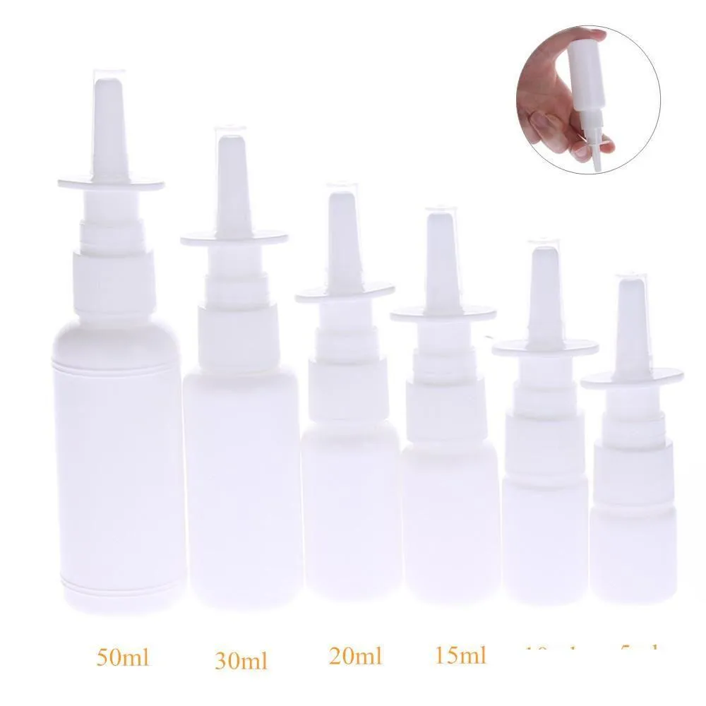 Key Rings 1Pc White Vacuum Plastic Nasal Spray Bottles Pump Nose Fog Mist Bottle For Medical Packaging 5Ml 10Ml 15Ml Dhrxt