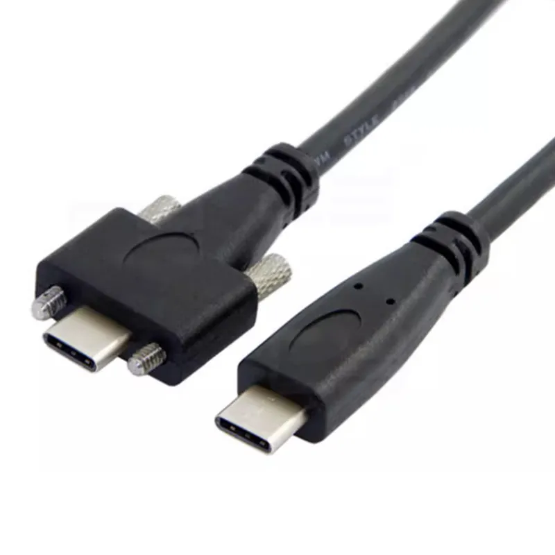 Type-C To USB-C Cable USB 3.1 Male To Male Date Extension Wire with Panel Mount Screw 1.2m