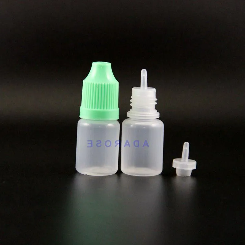 Los 100 Stück 5 ml KOSTENLOSER Versand LDPE-Kunststoff-Tropfflaschen mit kindersicheren Kappen und Spitzen mit langem Nippel Dumrx