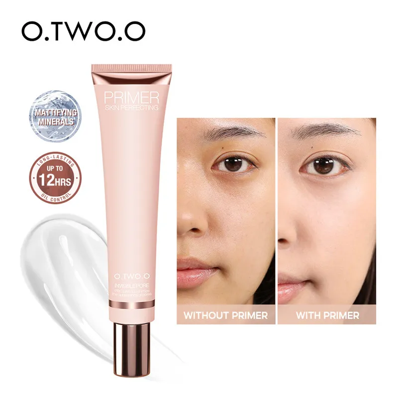 O.TWO.O Base de maquillage Apprêt pour le visage Invisible Pore Light Finition de maquillage sans huile No Creases Foundation Primers Cosmétique