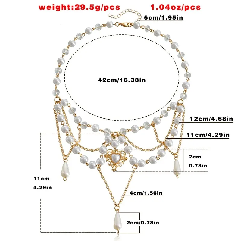 Francuskie imitacja vintage Pearls Clavicle łańcuch naszyjnik kryształowe koraliki