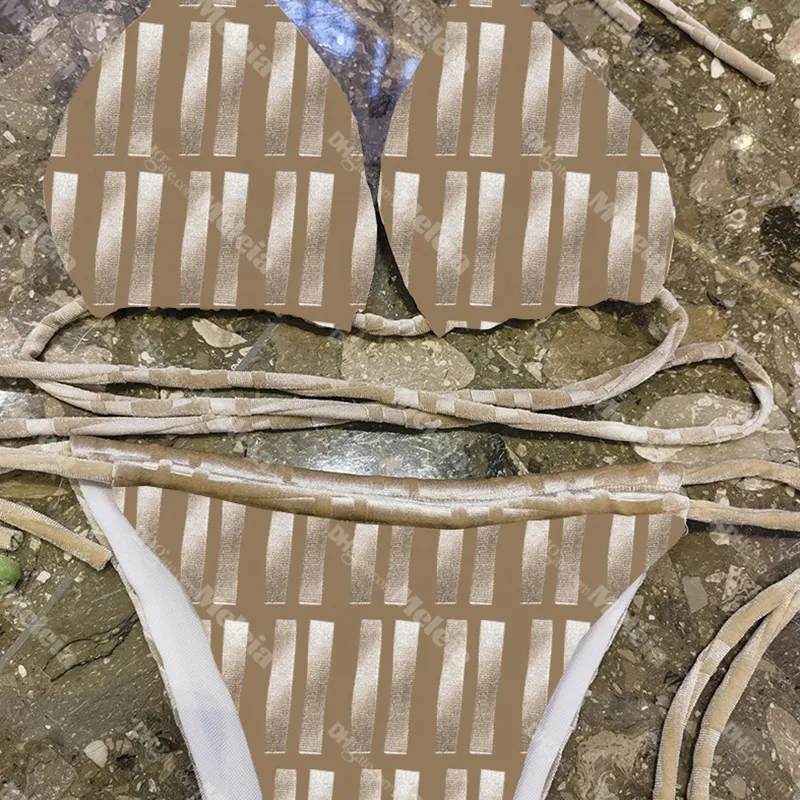 Moda de banho feminina de veludo para praia, conjunto de duas peças para mulheres