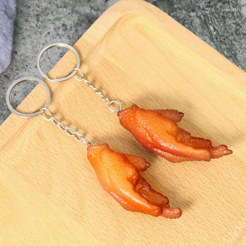 Keychains Simulation Chicken Foot Keychain 3D Toe Claw Food Pendant PVC Key Chain Bag Purse Ornament Hanging Funny Woman Girl Jewelry Gift