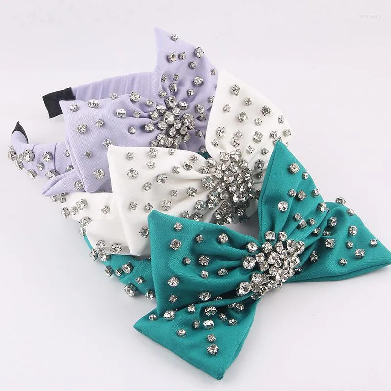 Hair Clips & Barrettes Bow Tie Rhinestone Headband Fashion Milk Silk Fabric Inlaid Bowknot Personality Accessories 926