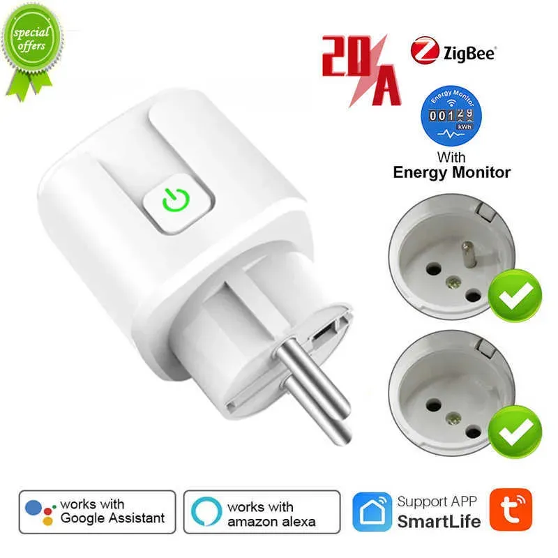 NYA AUBESS ZIGBEE SMART PLUG 20A EU SMART SOCKET MED POWER ÖVERSIKT TIMING FUNKTIONSKONTROLL via Alexa Google Home Yandex